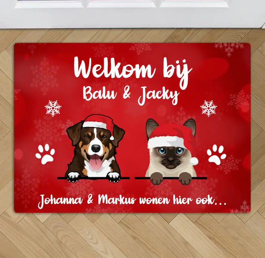 Welkom bij (Kerstmis Editie) - Gepersonaliseerde deurmat