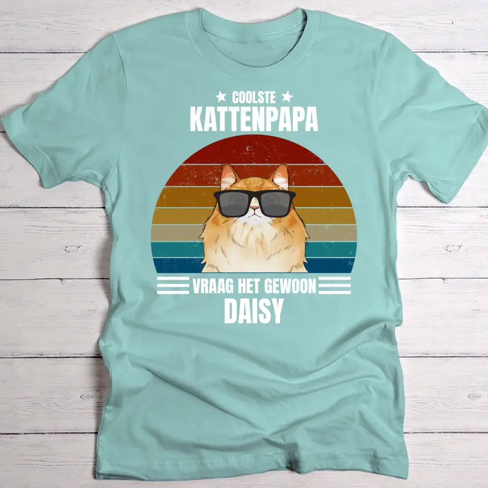 Coolste kattenpapa - Gepersonnaliseerde T-Shirt