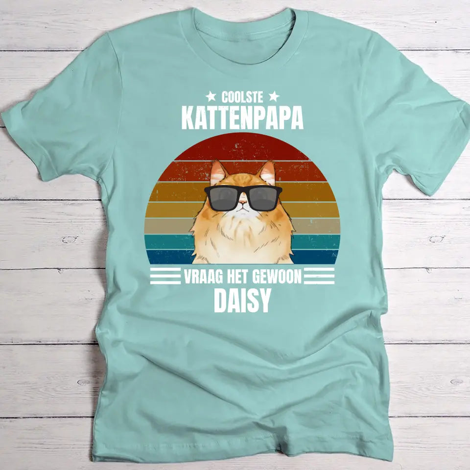 Coolste kattenpapa - Gepersonnaliseerde T-Shirt
