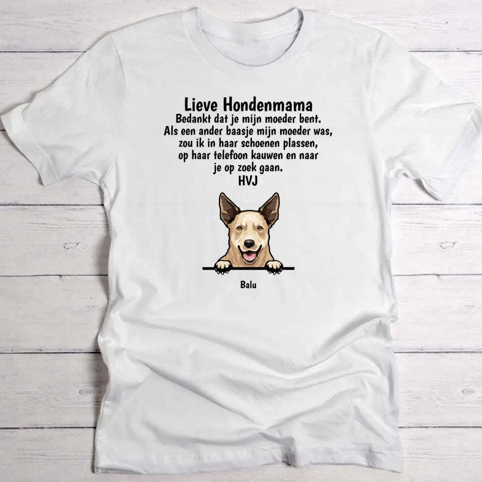 Lieve hondenmama - Gepersonaliseerde T-Shirt