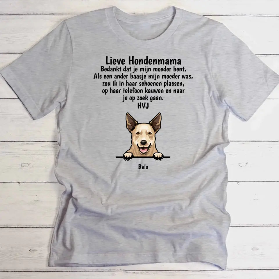 Lieve hondenmama - Gepersonaliseerde T-Shirt