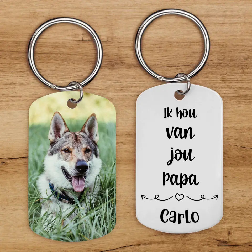 Ik hou van jou - Gepersonaliseerde Dog Tag sleutelhanger