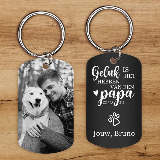 Geluk is - Gepersonaliseerde Dog Tag sleutelhanger