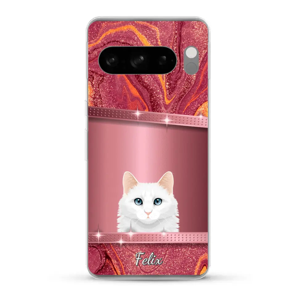 Spionerende katten glitter - Gepersonaliseerd telefoonhoesje