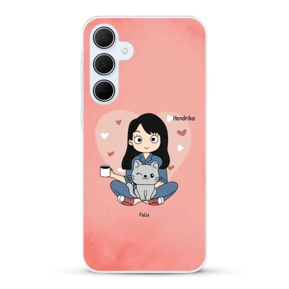 Cartoon katten mama - Gepersonaliseerd telefoonhoesje