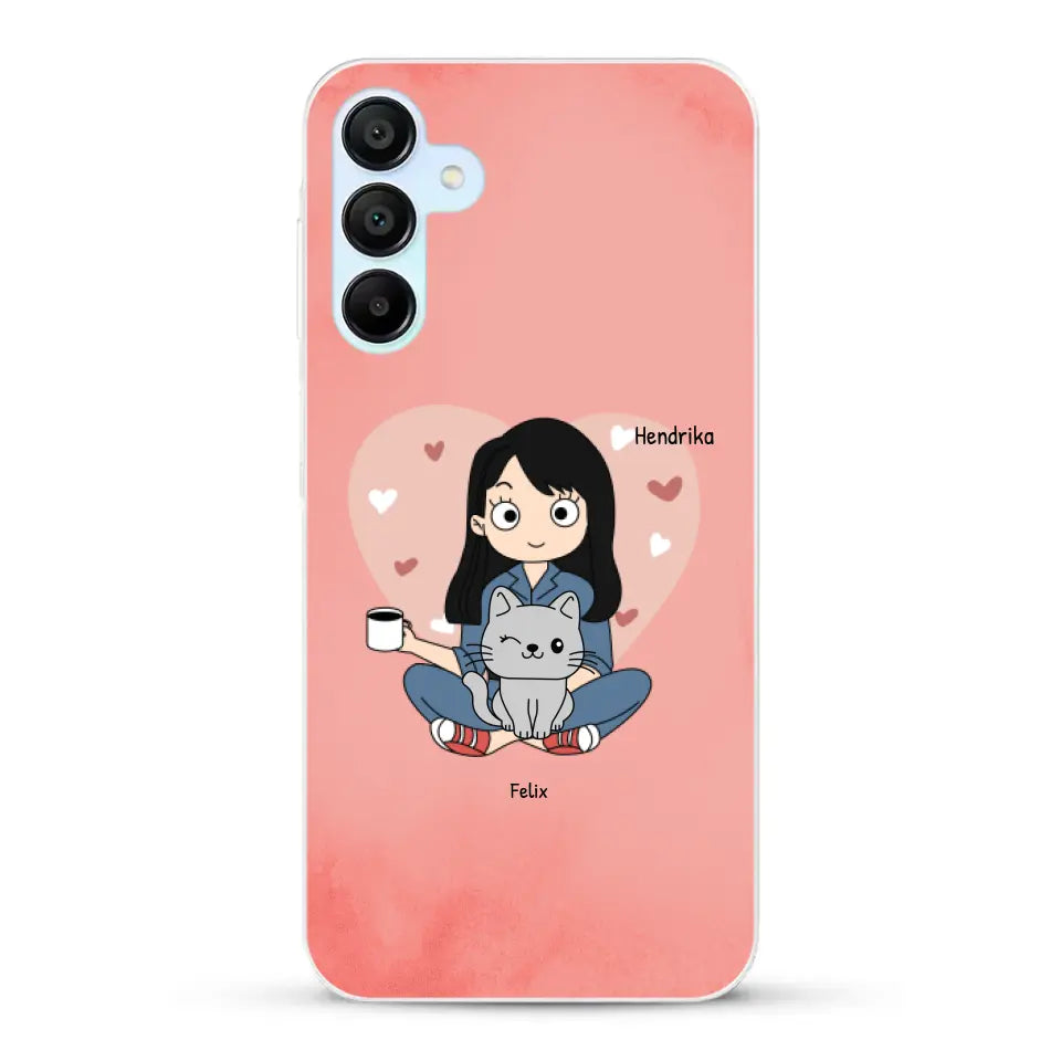 Cartoon katten mama - Gepersonaliseerd telefoonhoesje