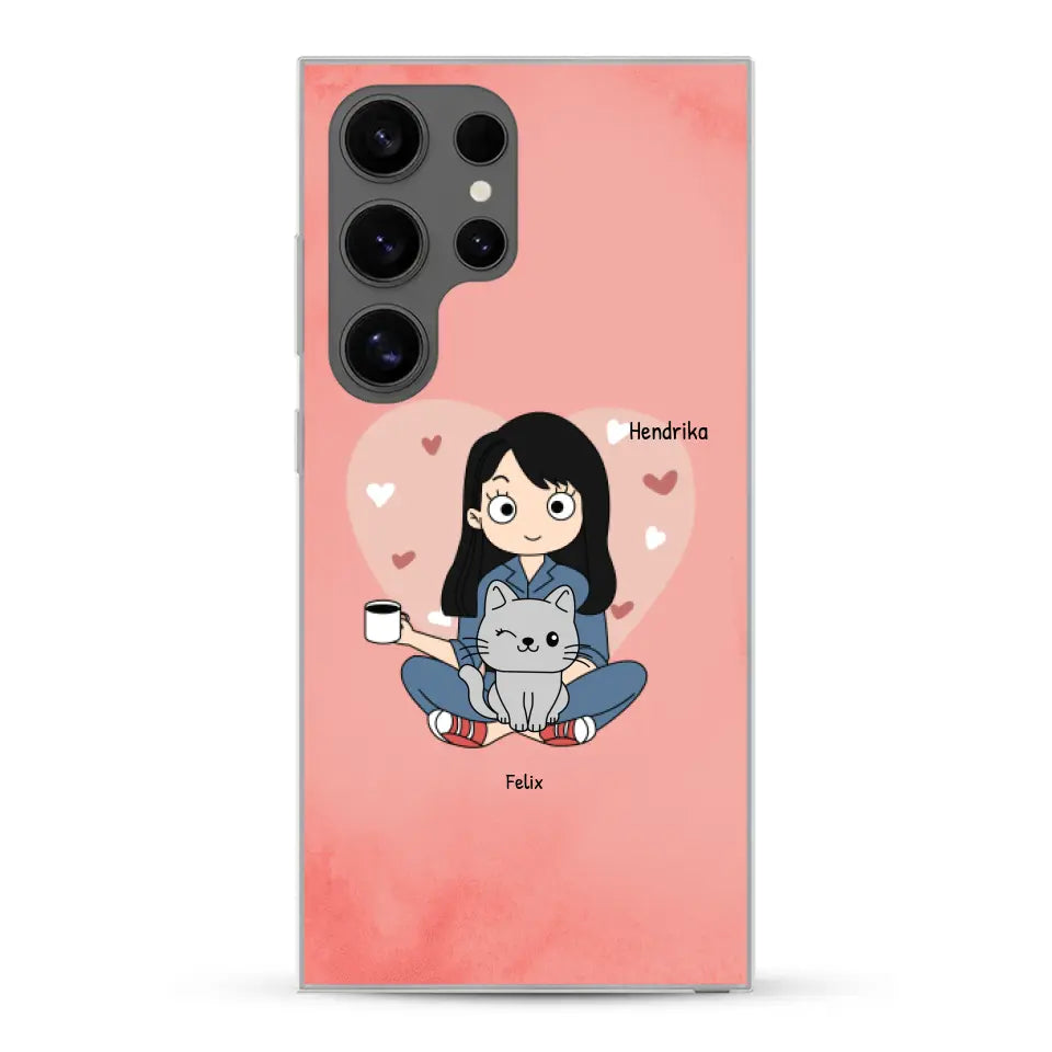 Cartoon katten mama - Gepersonaliseerd telefoonhoesje