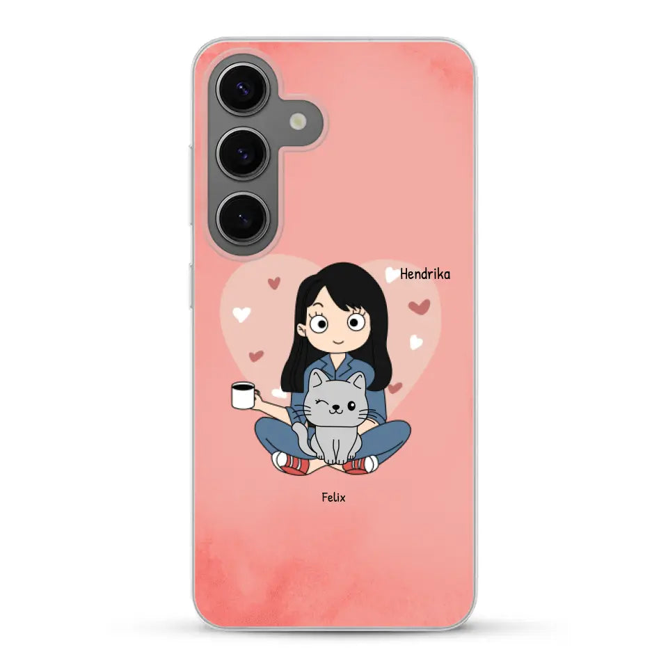 Cartoon katten mama - Gepersonaliseerd telefoonhoesje