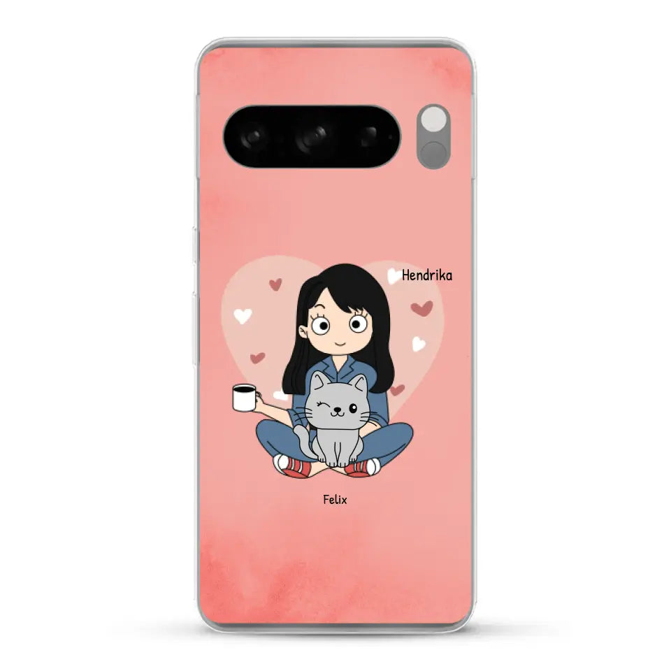 Cartoon katten mama - Gepersonaliseerd telefoonhoesje