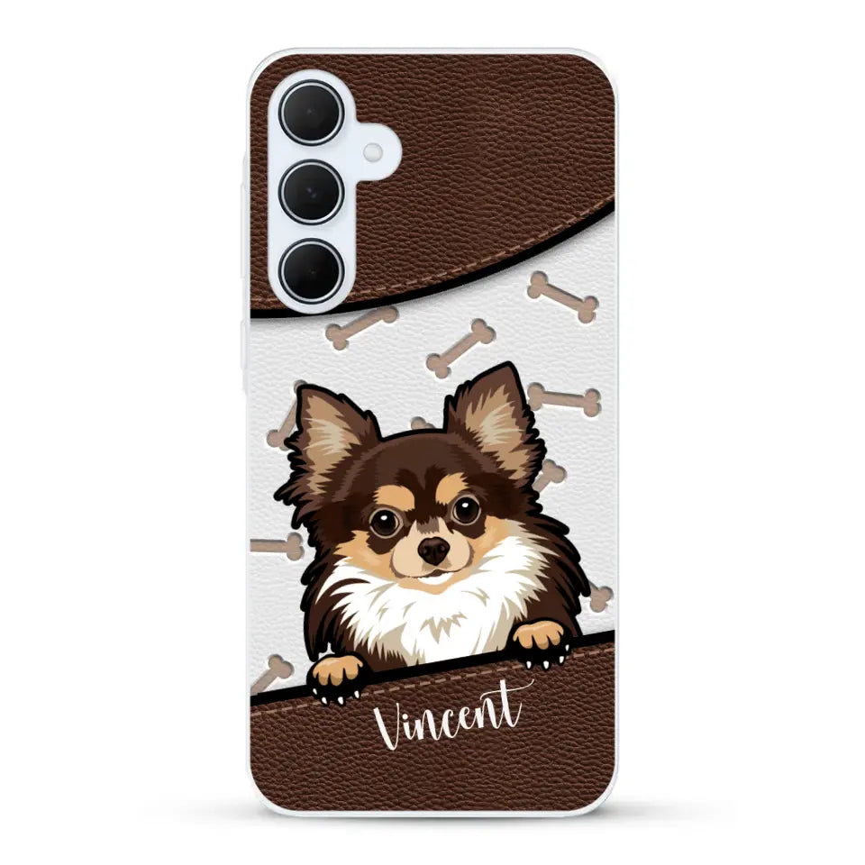 Hond lederen look - Gepersonaliseerd telefoonhoesje