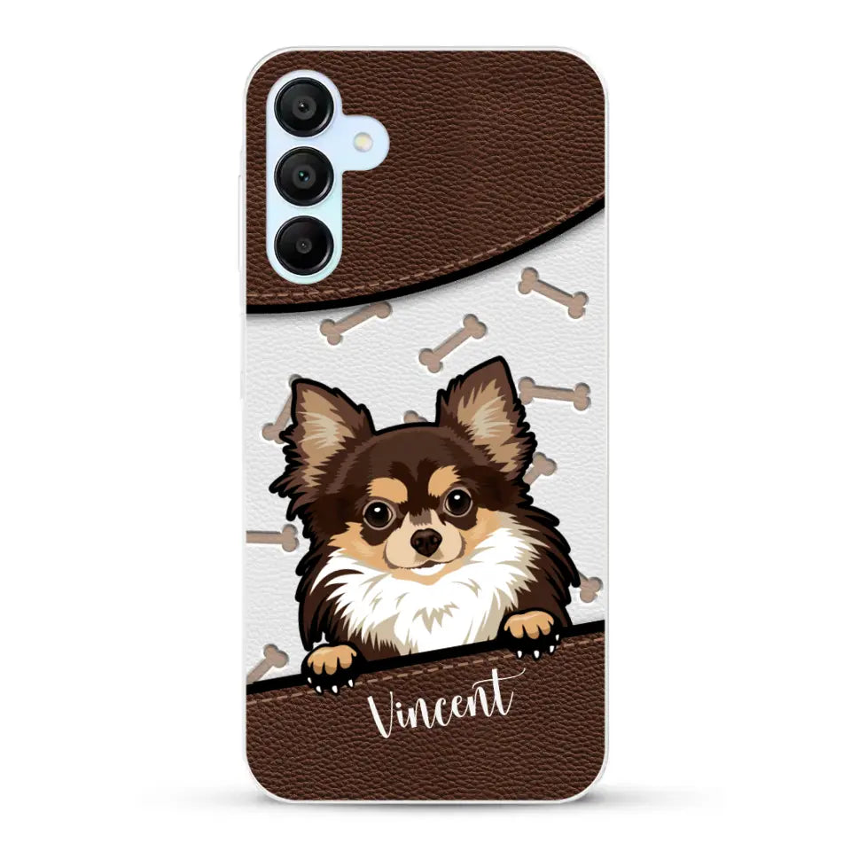 Hond lederen look - Gepersonaliseerd telefoonhoesje