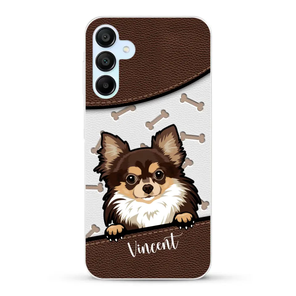 Hond lederen look - Gepersonaliseerd telefoonhoesje