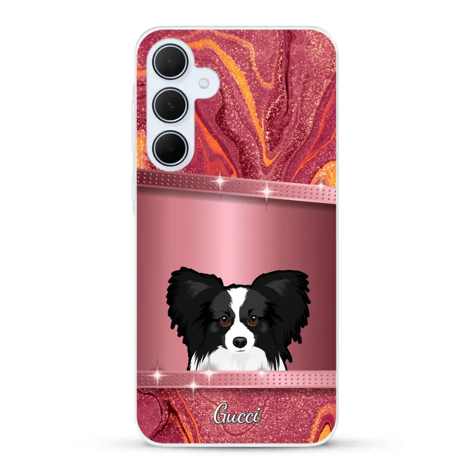 Spionerende Honden glitter - Gepersonaliseerd telefoonhoesje