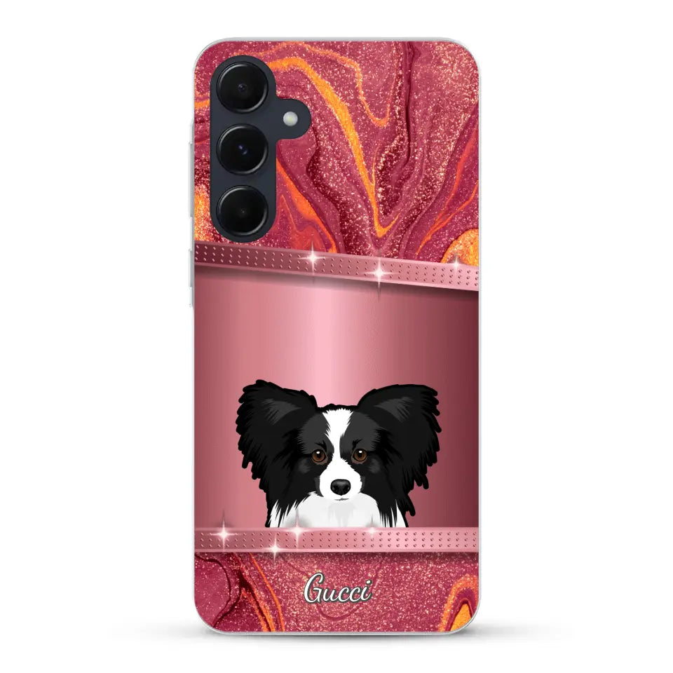 Spionerende Honden glitter - Gepersonaliseerd telefoonhoesje