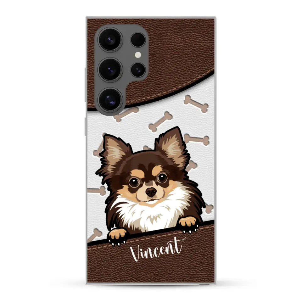 Hond lederen look - Gepersonaliseerd telefoonhoesje