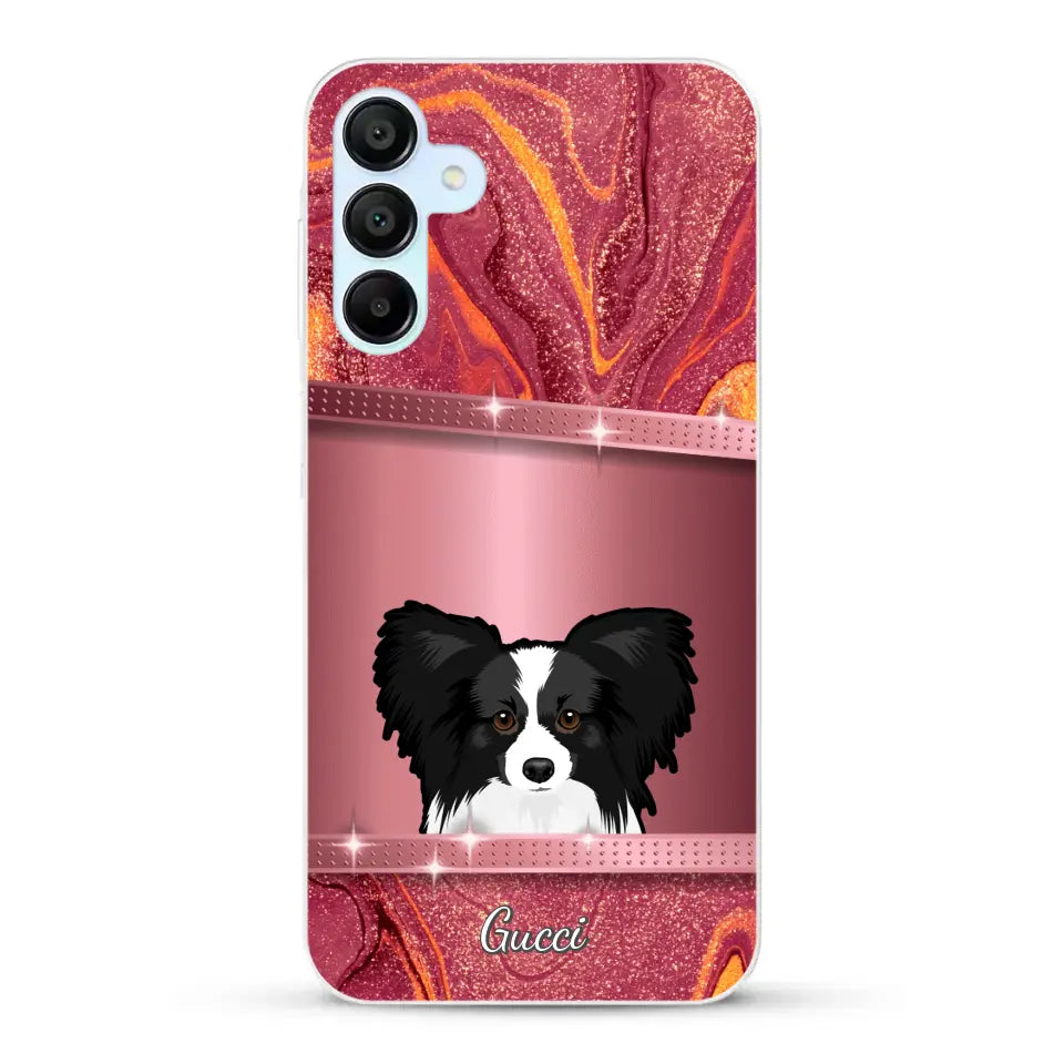 Spionerende Honden glitter - Gepersonaliseerd telefoonhoesje