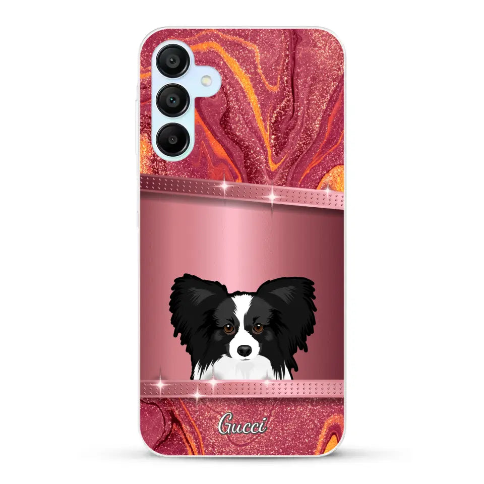 Spionerende Honden glitter - Gepersonaliseerd telefoonhoesje