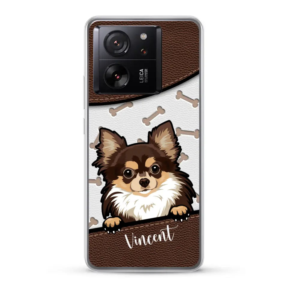 Hond lederen look - Gepersonaliseerd telefoonhoesje