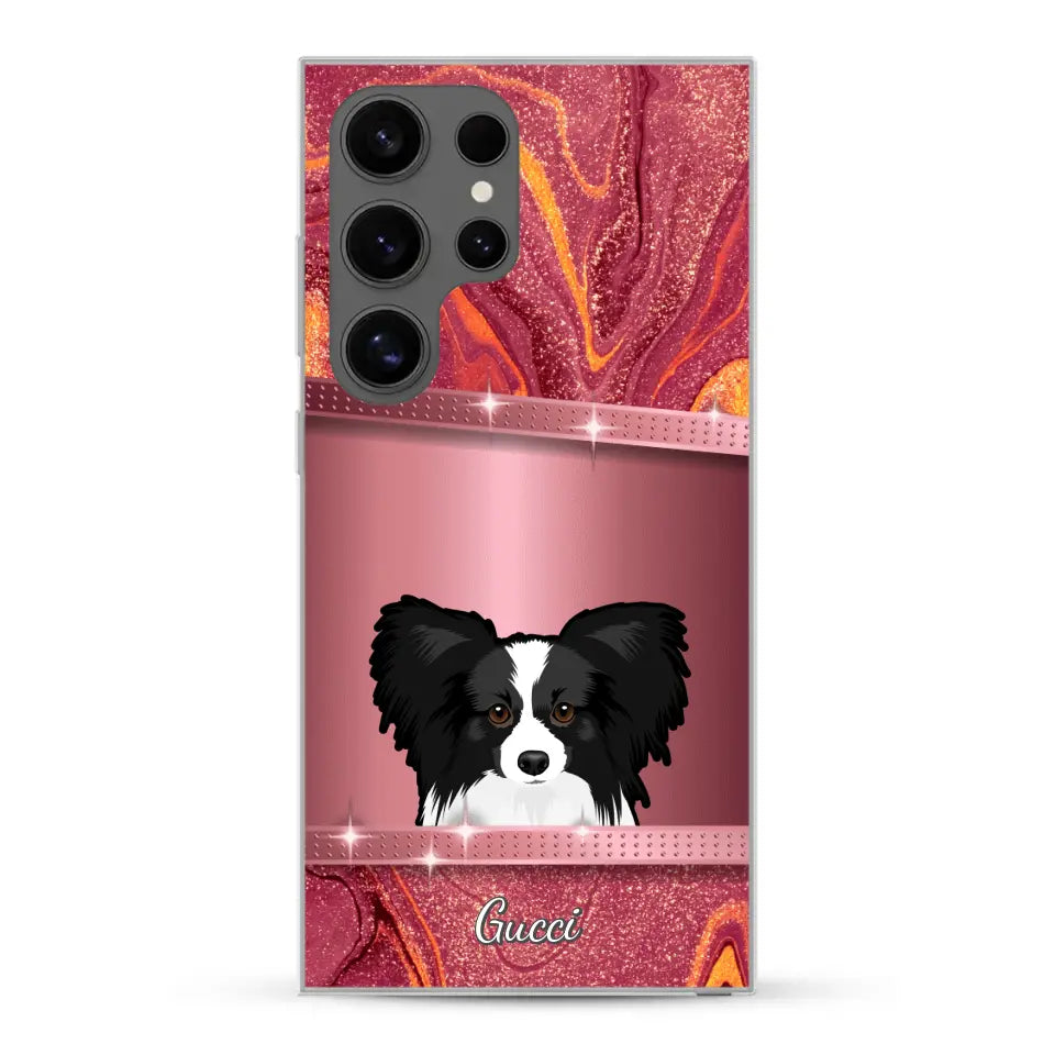 Spionerende Honden glitter - Gepersonaliseerd telefoonhoesje