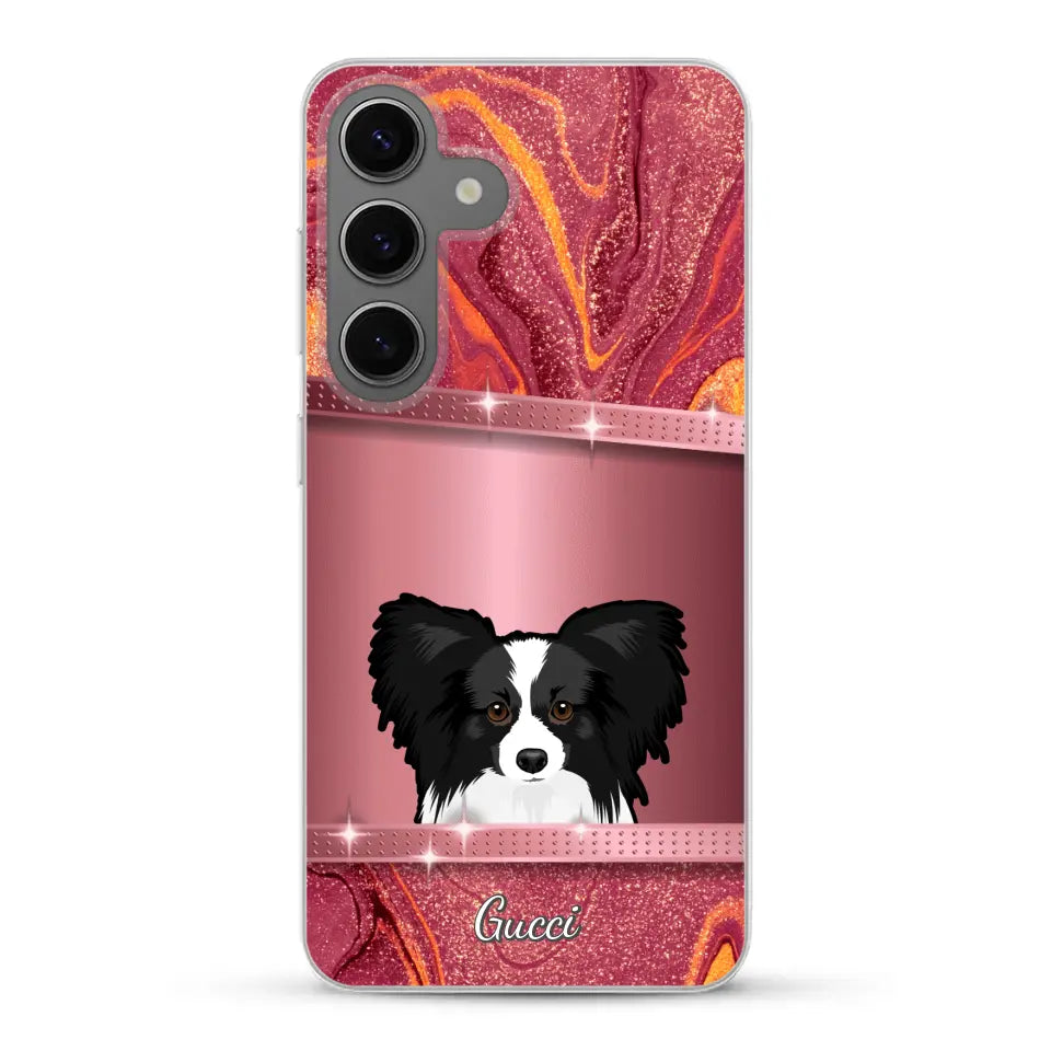 Spionerende Honden glitter - Gepersonaliseerd telefoonhoesje