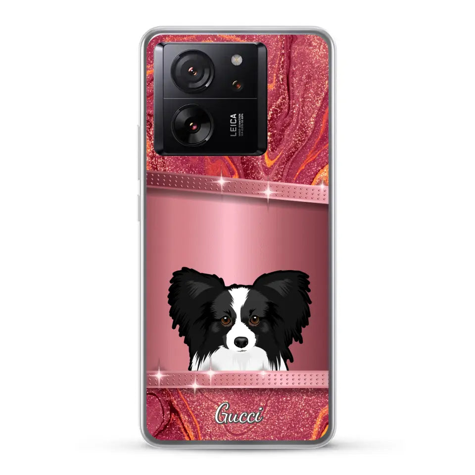 Spionerende Honden glitter - Gepersonaliseerd telefoonhoesje