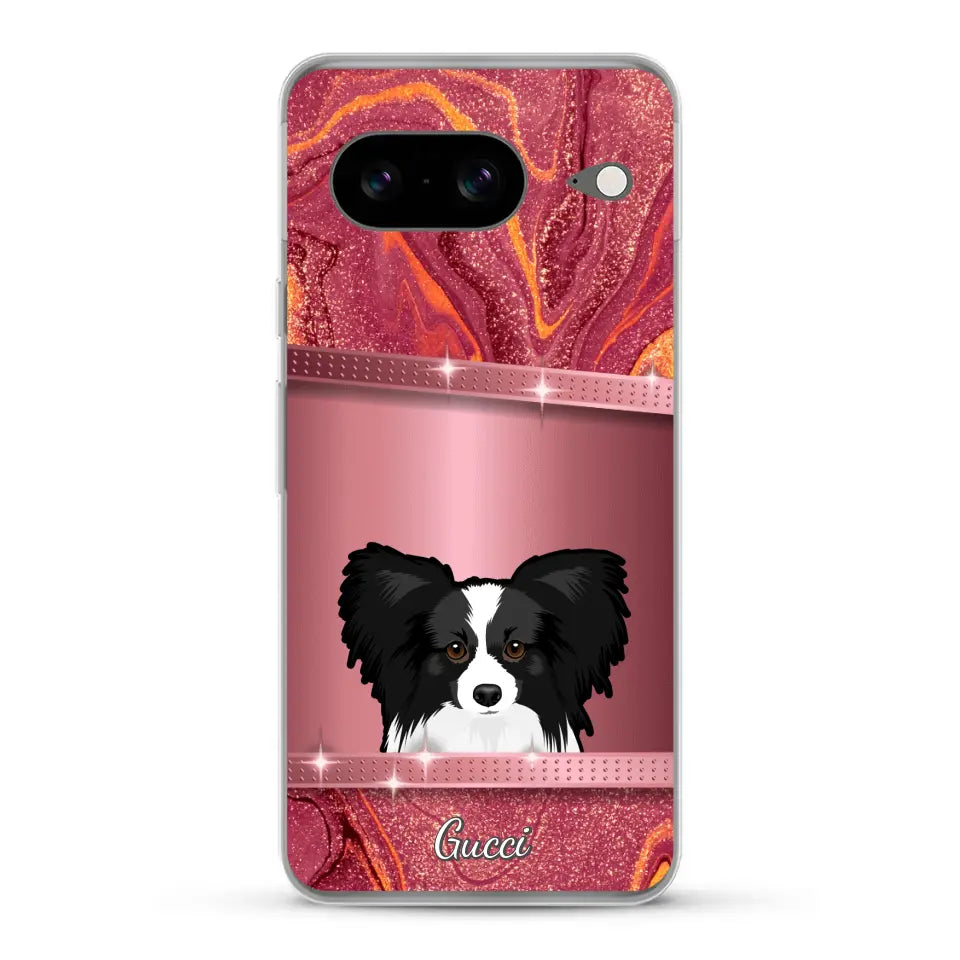 Spionerende Honden glitter - Gepersonaliseerd telefoonhoesje