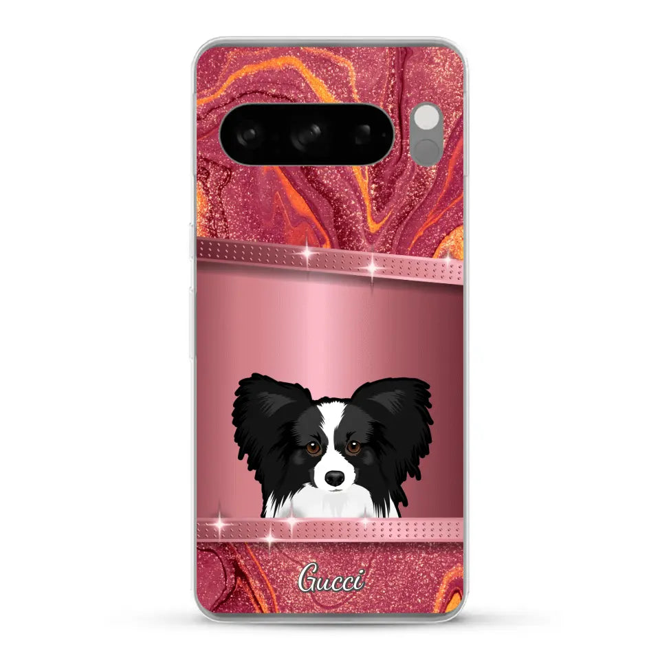 Spionerende Honden glitter - Gepersonaliseerd telefoonhoesje