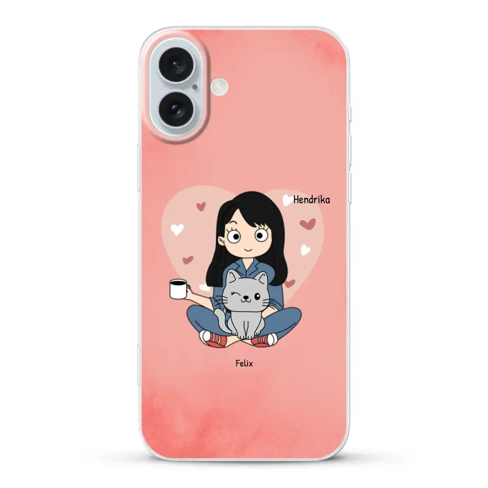 Cartoon katten mama - Gepersonaliseerd telefoonhoesje