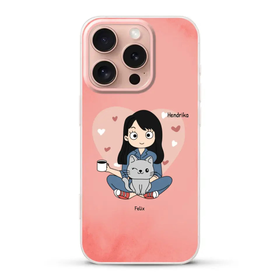 Cartoon katten mama - Gepersonaliseerd telefoonhoesje