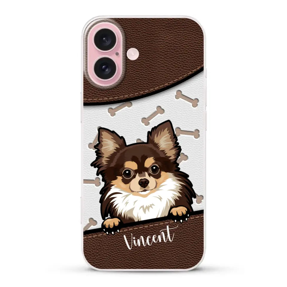 Hond lederen look - Gepersonaliseerd telefoonhoesje