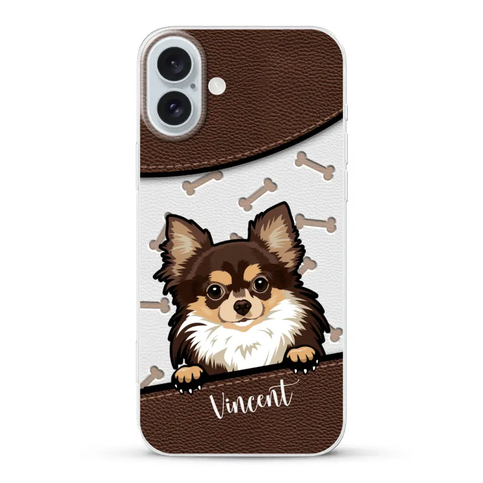 Hond lederen look - Gepersonaliseerd telefoonhoesje