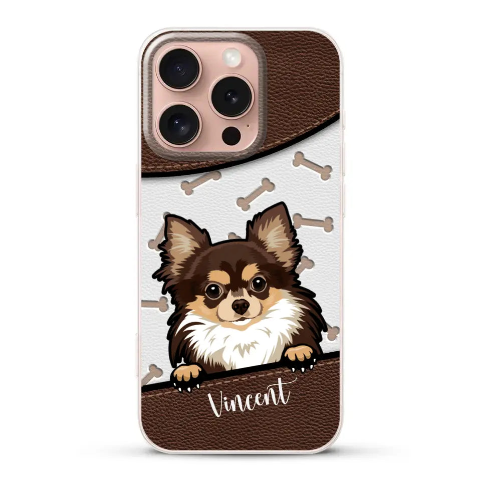 Hond lederen look - Gepersonaliseerd telefoonhoesje