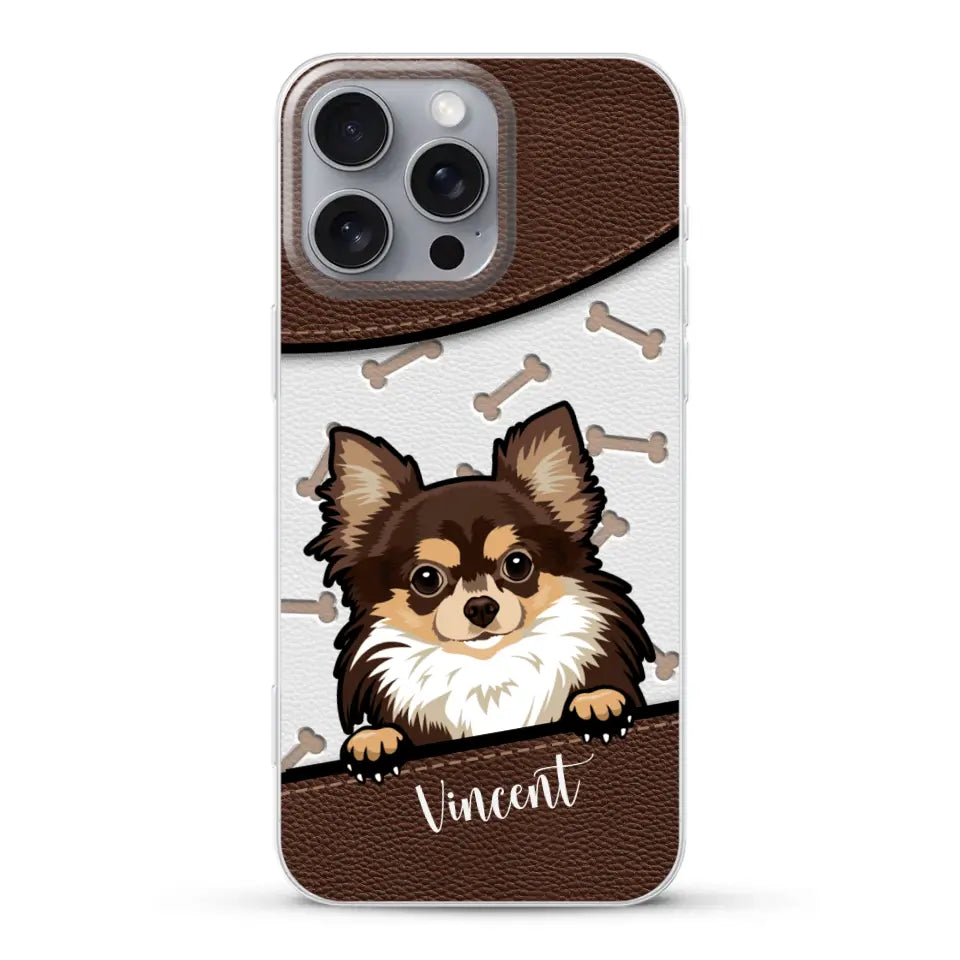 Hond lederen look - Gepersonaliseerd telefoonhoesje