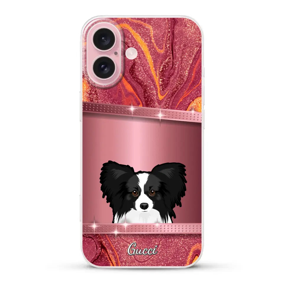 Spionerende Honden glitter - Gepersonaliseerd telefoonhoesje