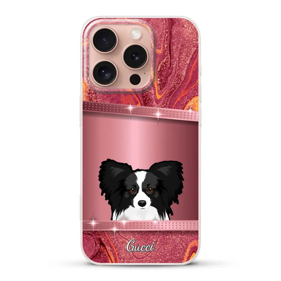 Spionerende Honden glitter - Gepersonaliseerd telefoonhoesje