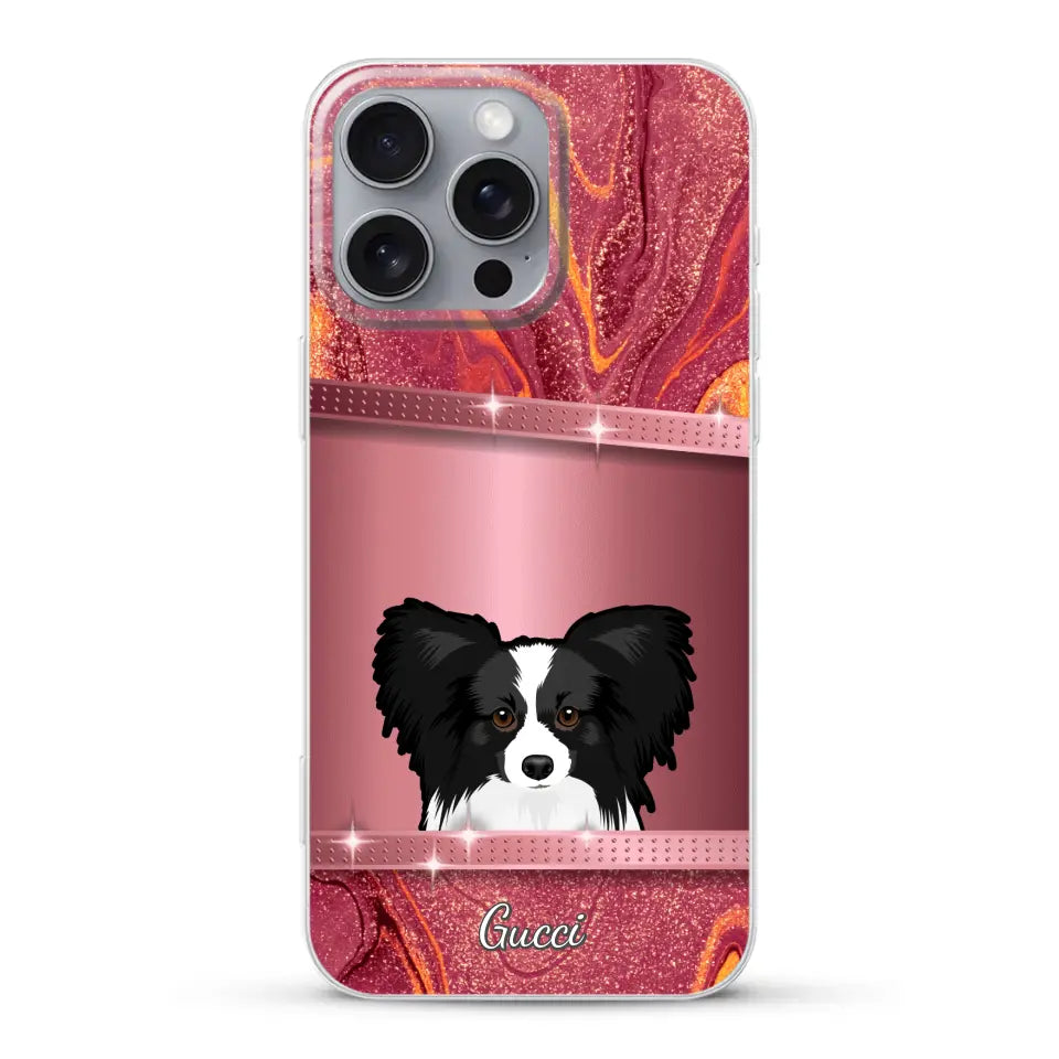 Spionerende Honden glitter - Gepersonaliseerd telefoonhoesje