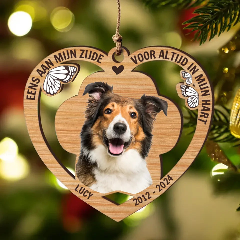 Voor altijd in het hart - Gepersonaliseerde houten ornament