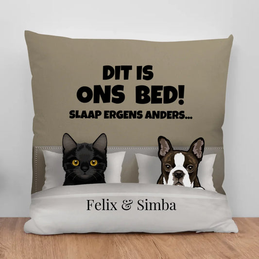 Ons bed (honden & katten) - Gepersonaliseerde kussen