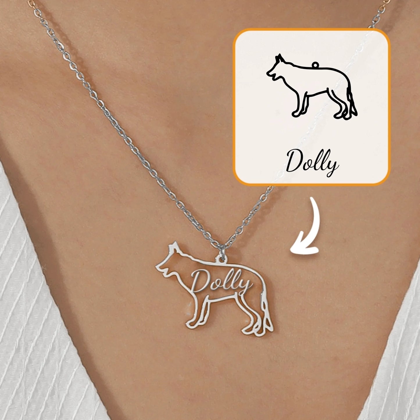 Hond silhouet - Gepersonaliseerde ketting