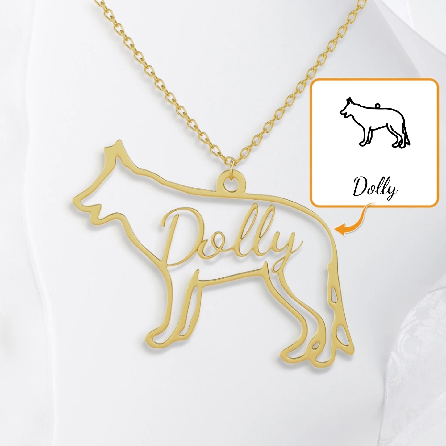Hond silhouet - Gepersonaliseerde ketting