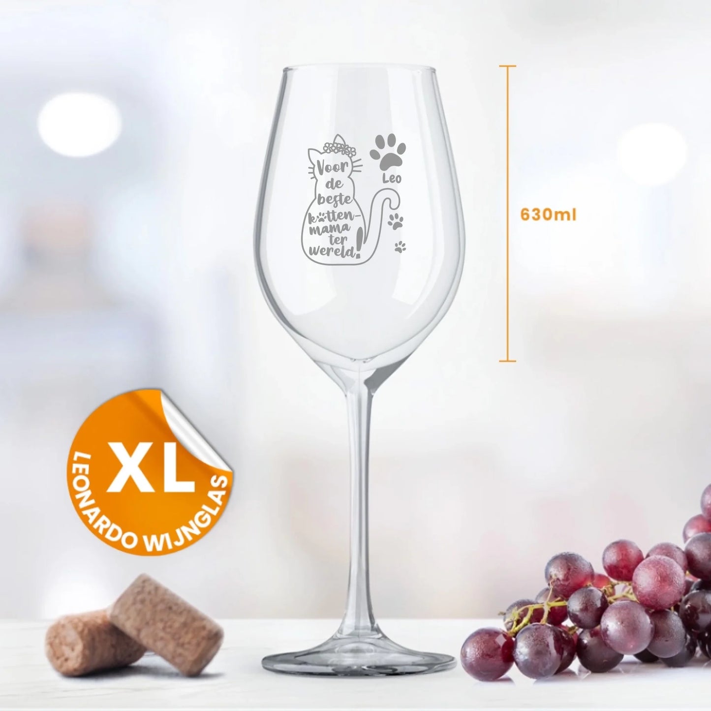 Beste kattenmama/oma - Gepersonaliseerde Wijnglas