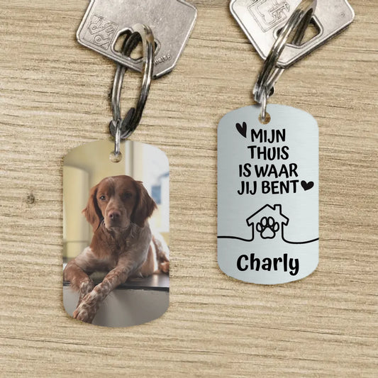 Mijn thuis - Gepersonaliseerde Dog Tag Sleutelhanger
