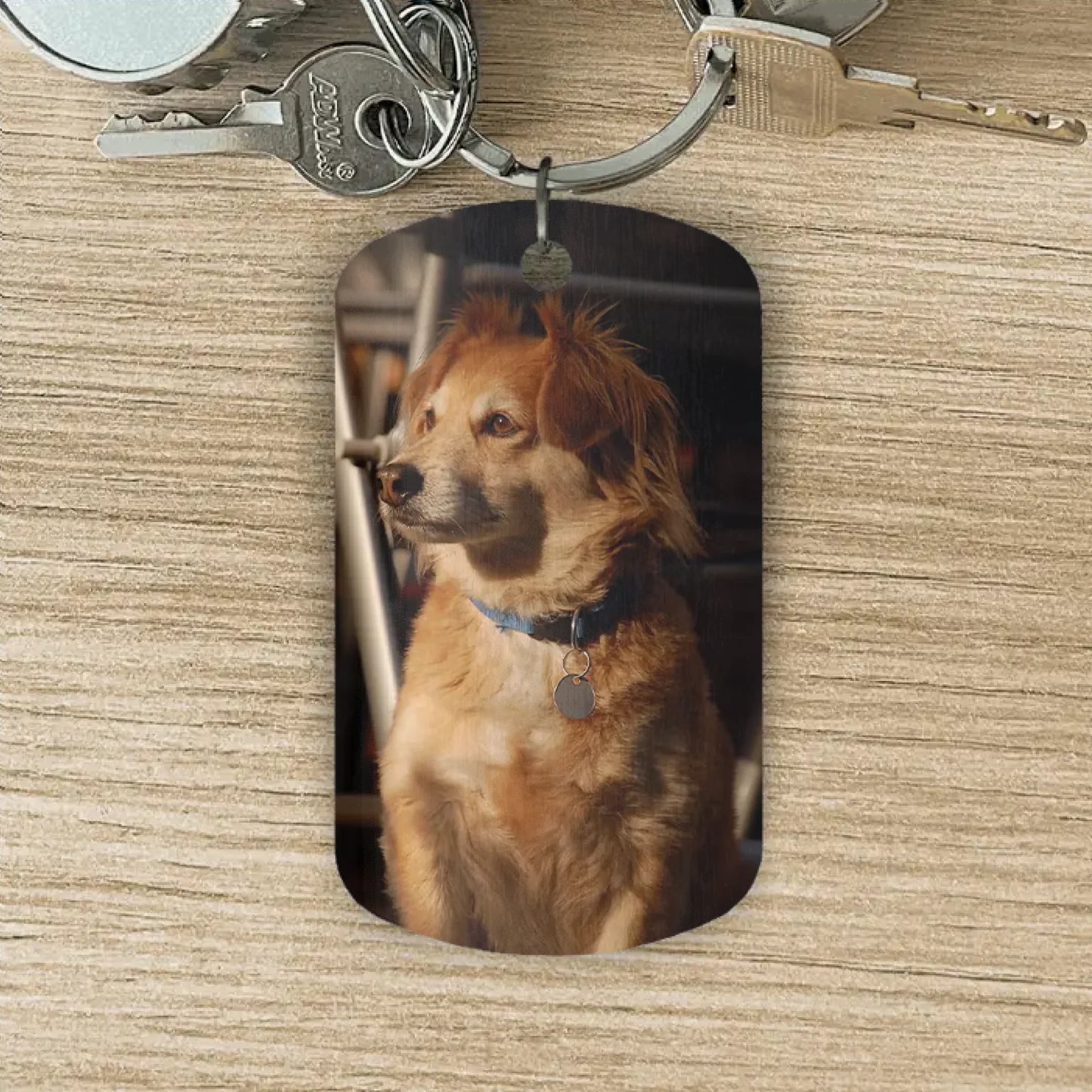 Sporen in hart - Gepersonaliseerde Dog Tag Sleutelhanger