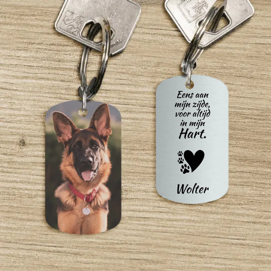 Voor altijd in mijn hart  - Gepersonaliseerde Dog Tag Sleutelhanger