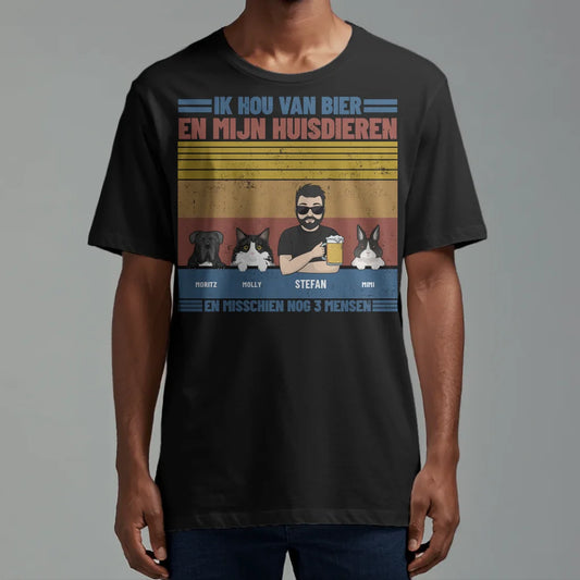 Ik hou van bier en mijn huisdieren - Gepersonaliseerde T-Shirt