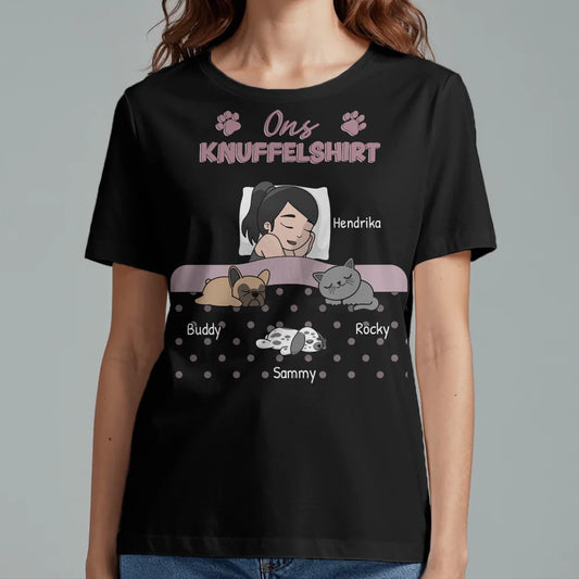 Knuffeltijd met pluisneuzen Single - Gepersonaliseerd T-Shirt