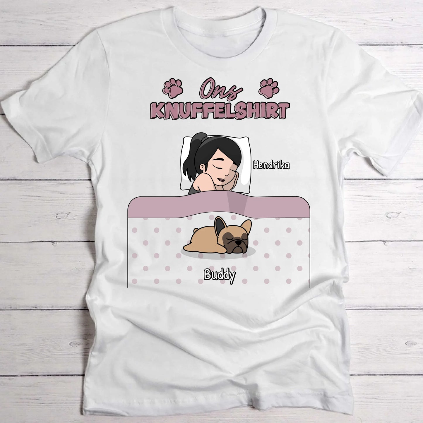 Knuffeltijd met pluisneuzen Single - Gepersonaliseerd T-Shirt