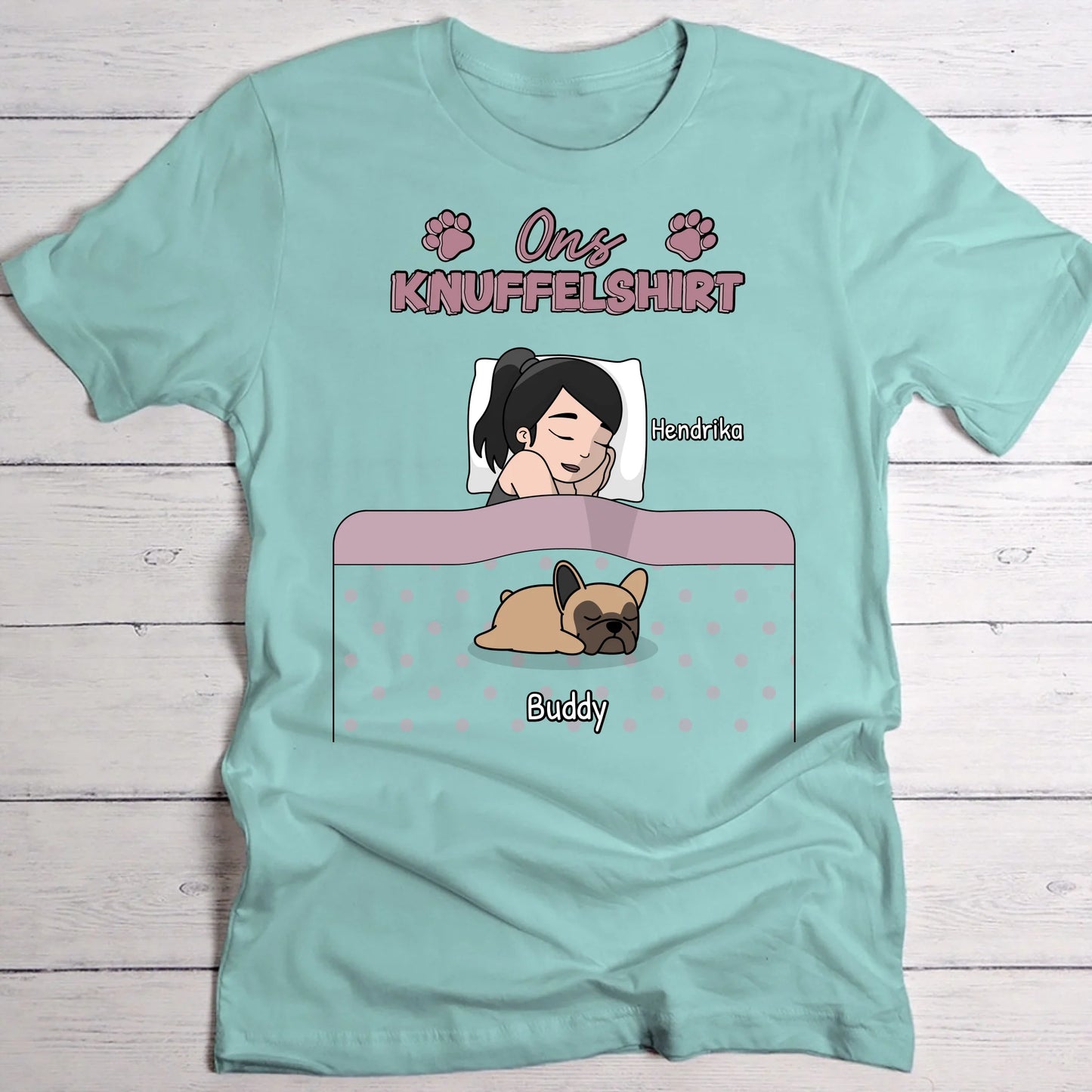 Knuffeltijd met pluisneuzen Single - Gepersonaliseerd T-Shirt