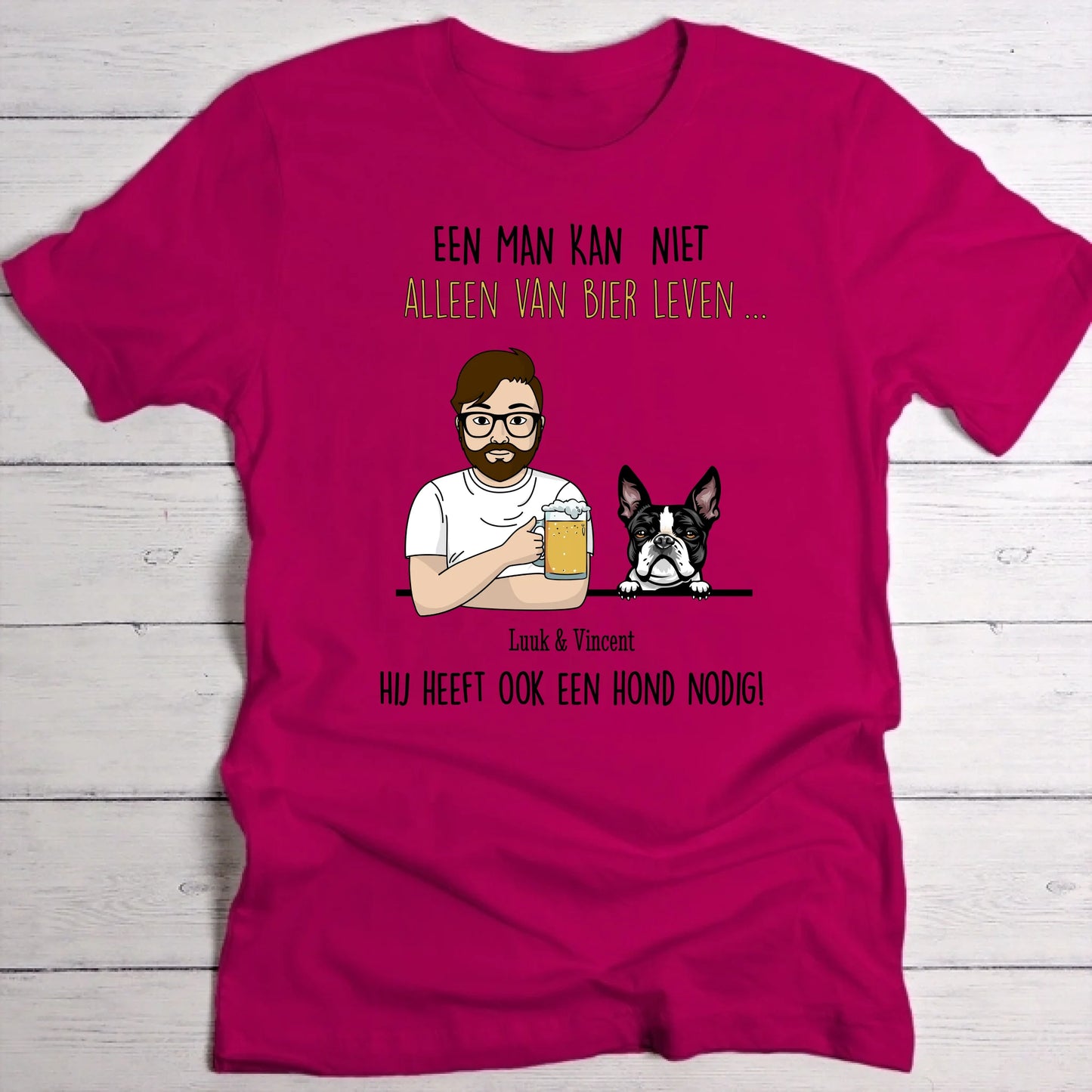 Bier met Hond - Gepersonaliseerde T-Shirt