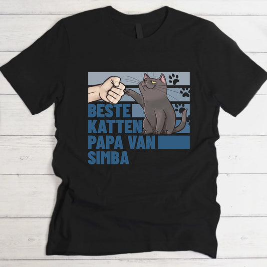 Beste Kattenpapa van ... - Gepersonaliseerde T-Shirt